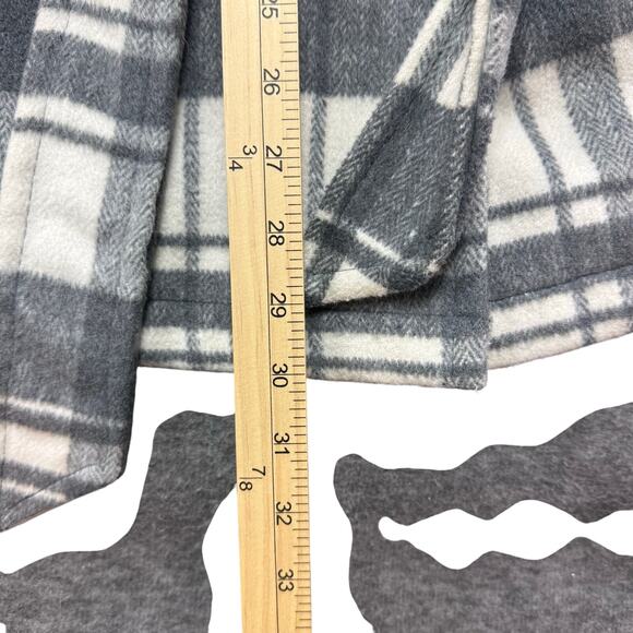 JOUJOU Women's / Junior's Plaid Button Up Belted Coat Jacket Size S White Gray - Picture 9 of 11